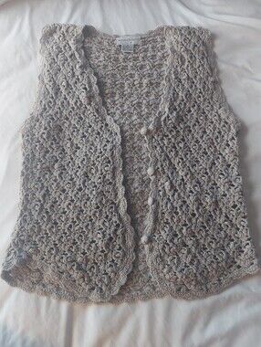 Jessica Roberts Beige Crocheted Vest
